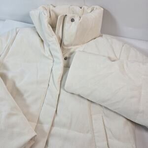 Levi's Women's Corduroy Pockets Full Zip Midweight Puffer Jacket Size S Cream